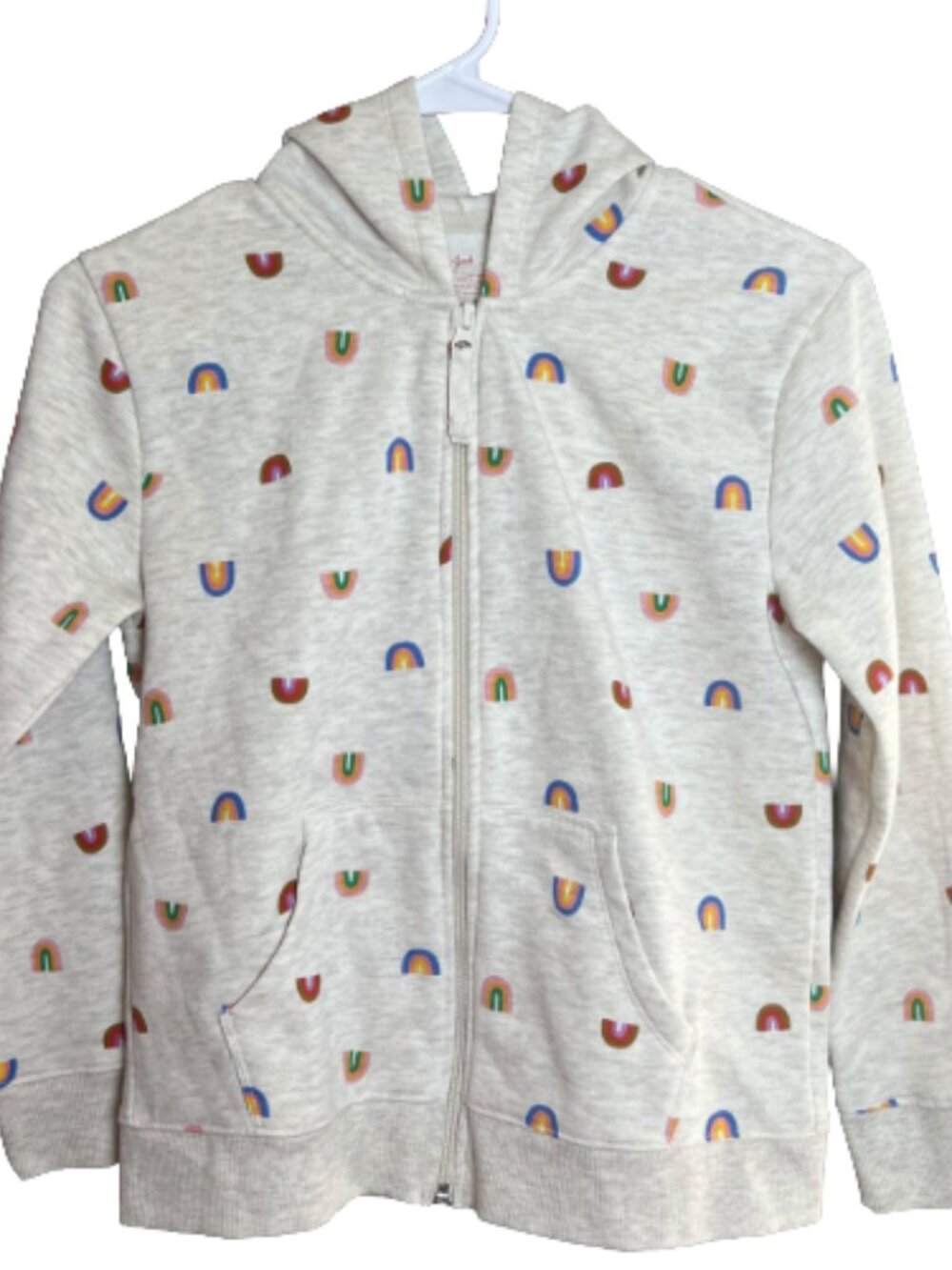 Cat & Jack Girls Rainbow Zip-Up Hoodie Cream L (10/12)